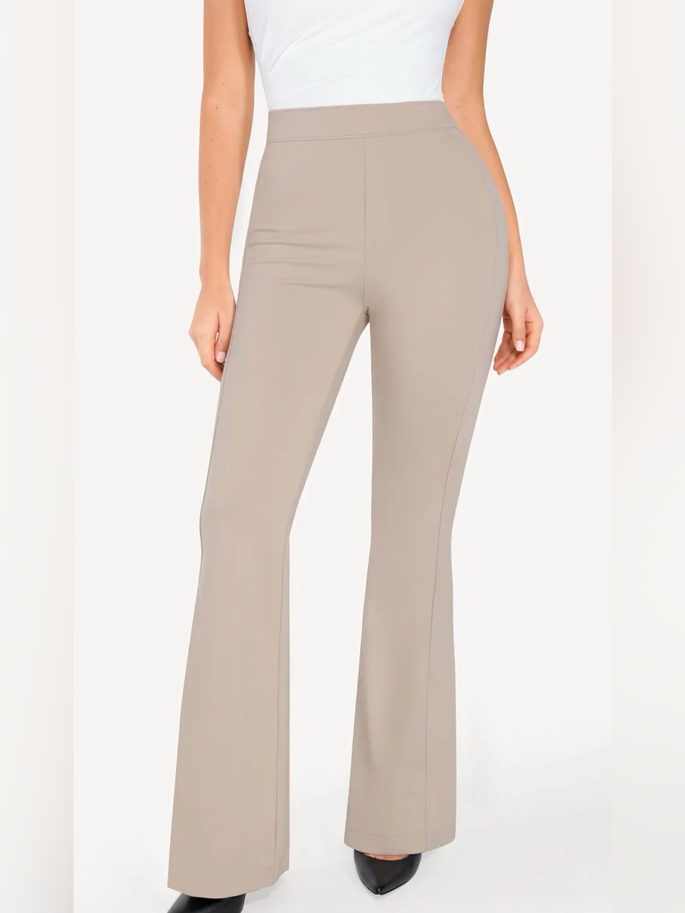 Popilush Shapewear Freedom Tummy Control Flare-Leg Ponte Pants‎ XL Career Beige